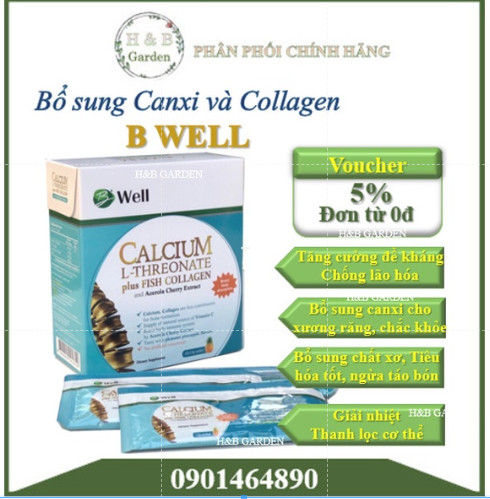 Thực phẩm bổ sung Canxi và Collagen B Well Calcium L Threonate Plus Fish