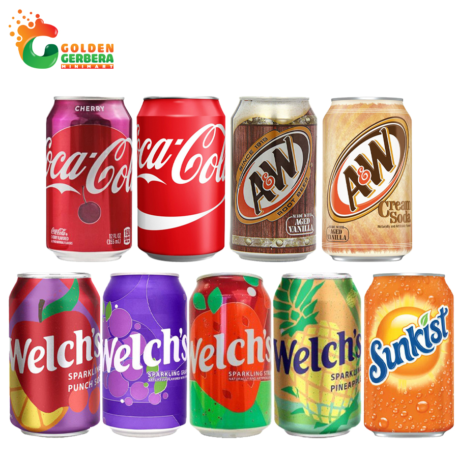 Nước Ngọt Mỹ Nhiều Vị (Coca Cola, Welch’s, Sunkist, A&W) 355ml Giá Tốt