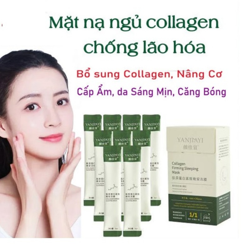 Hộp 20 gói mặt nạ ngủ thạch collagen Yanjiayi chống lão hóa da ,nâng cơ dưỡng trắng săn chắc