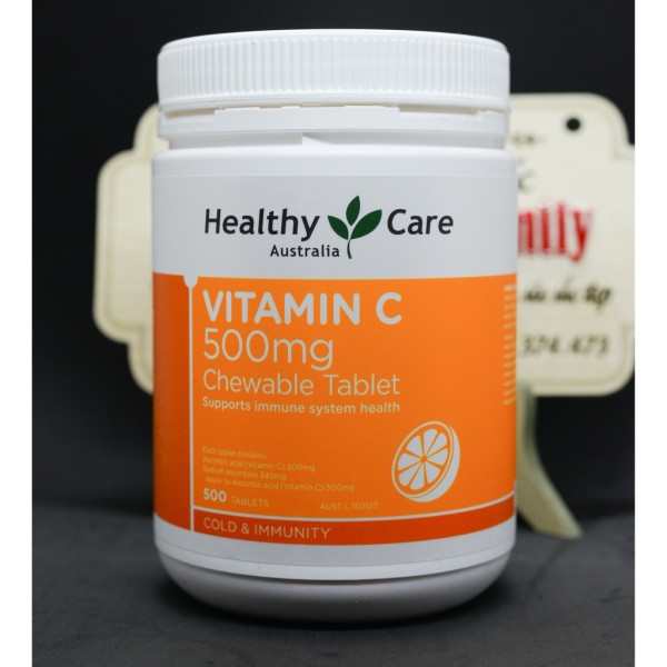 Vitamin C [Úc] Heathycare Vitamin C 500Mg - Siêu To 500 Viên - Tăng Cường Sức Đề Kháng nhập khẩu