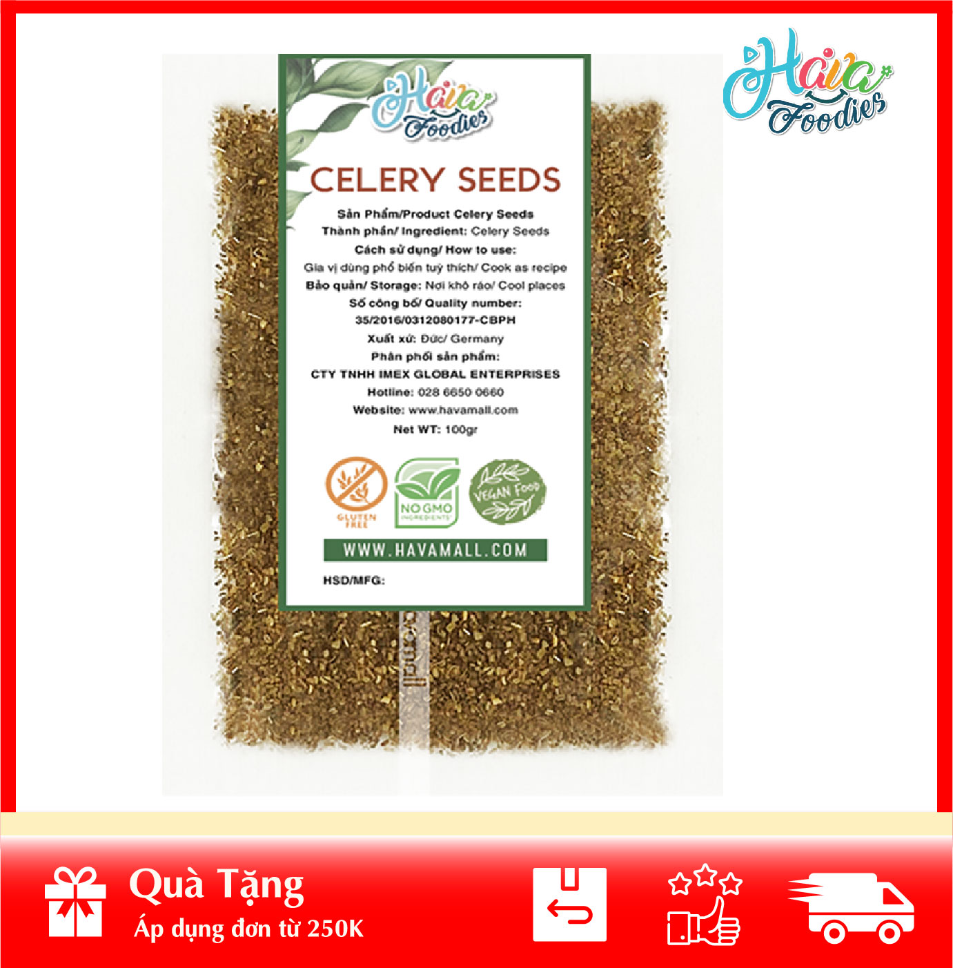 Hạt cần tây hạt bịch 100gr