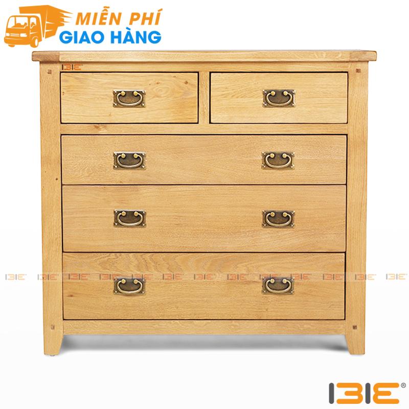 Tủ 5 ngăn kéo ngang Rustic gỗ sồi