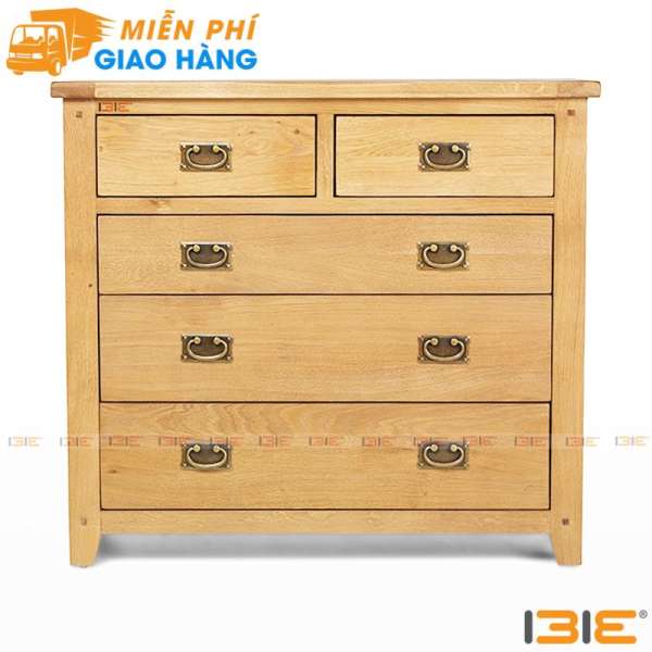 Tủ 5 ngăn kéo ngang Rustic gỗ sồi