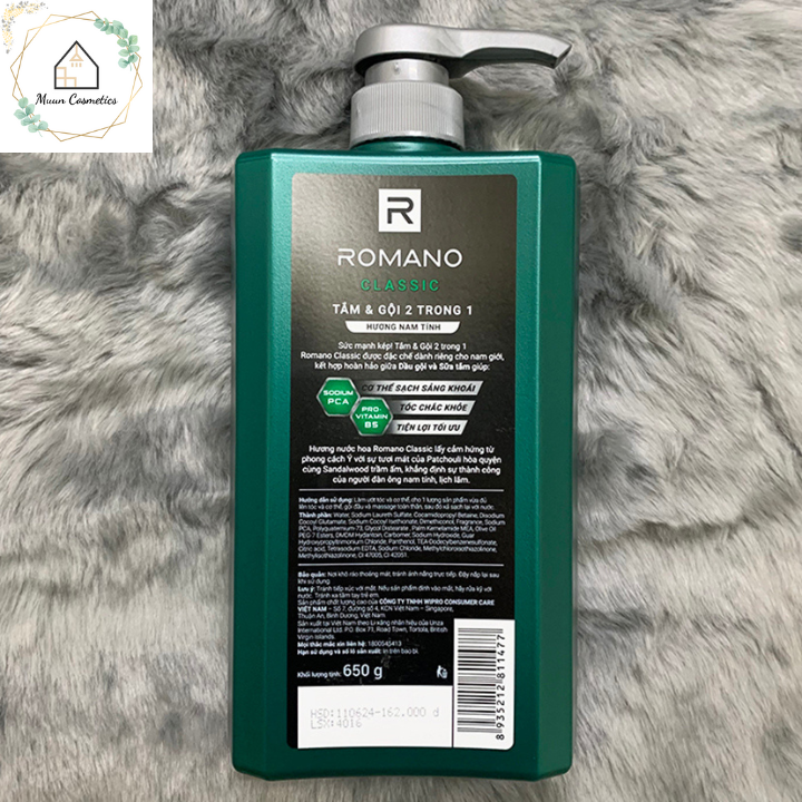 Tắm Gội 2 Trong 1 Romano Classic 650g