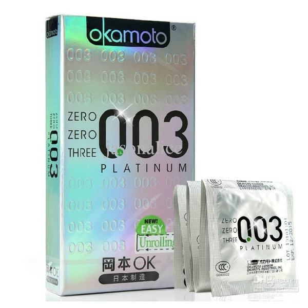 Bao cao su Okamoto 003 Platinum - 10 cái, sản phẩm có độ bền cao, chất lượng tốt, cam kết hàng nhận cao cấp