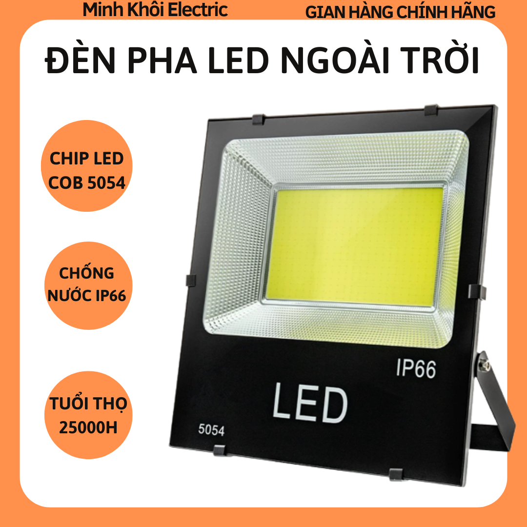 Đèn pha led cob ngoài trời chống nước công suất 50W, 100W bảo hành 12 Tháng, đèn led pha cob