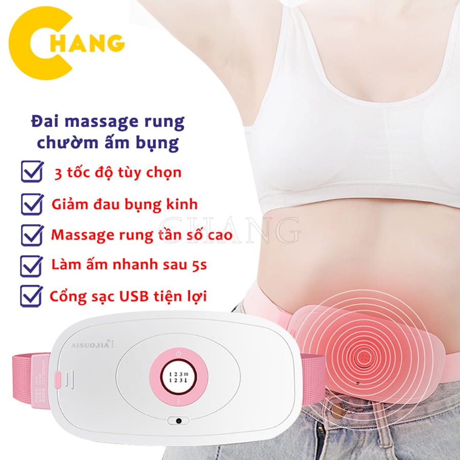 Đai đeo massage, máy chườm bụng làm ấm giảm đau bụng cho phụ nữ đến kì sưởi ấm giảm đau