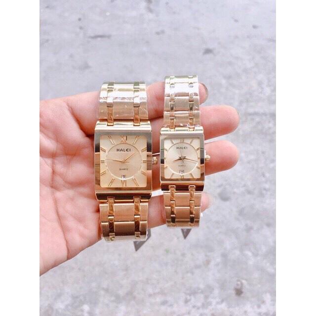 Đồng hồ cặp đôi Halei HL3 full gold đẳng cấp thời trang cặp đôi