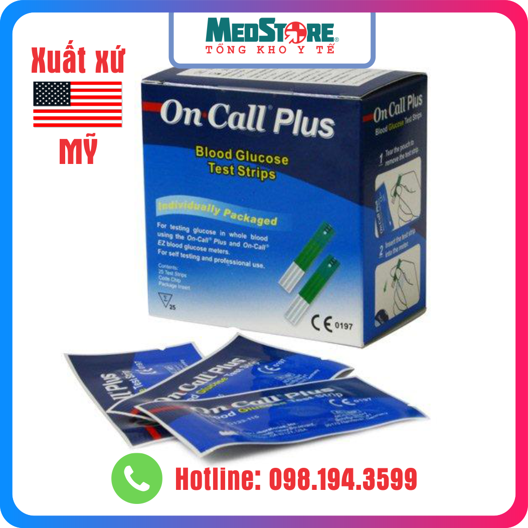 Hộp 25 Que thử đường huyết Acon On Call Plus - TBYT Medstore
