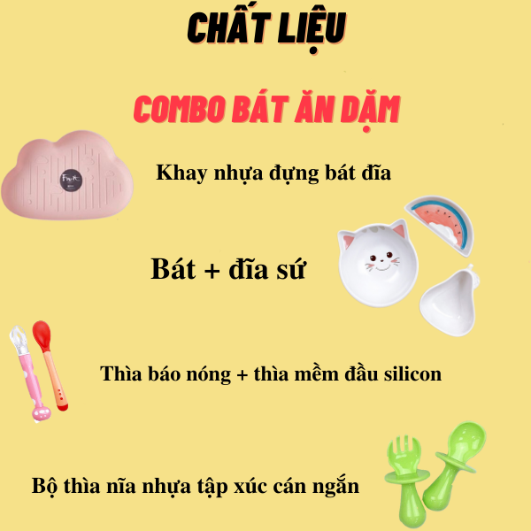 Combo chén sứ nhiều chi tiết cho bé ăn dặm ngon miệng
