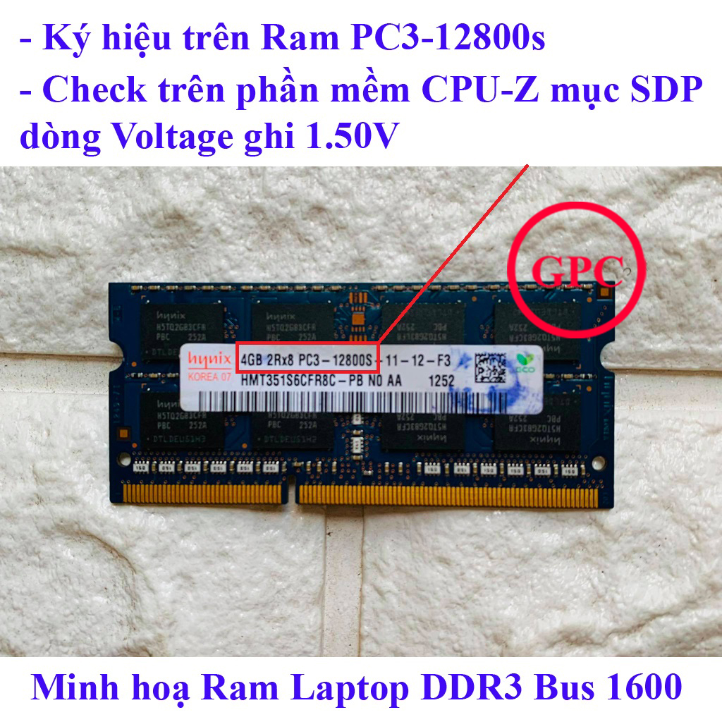 RAM Laptop 4GB DDR3 Bus 1333 Bus 1600 (Ram Laptop PC3 - 4G) hàng bóc máy đã qua sử dụng
