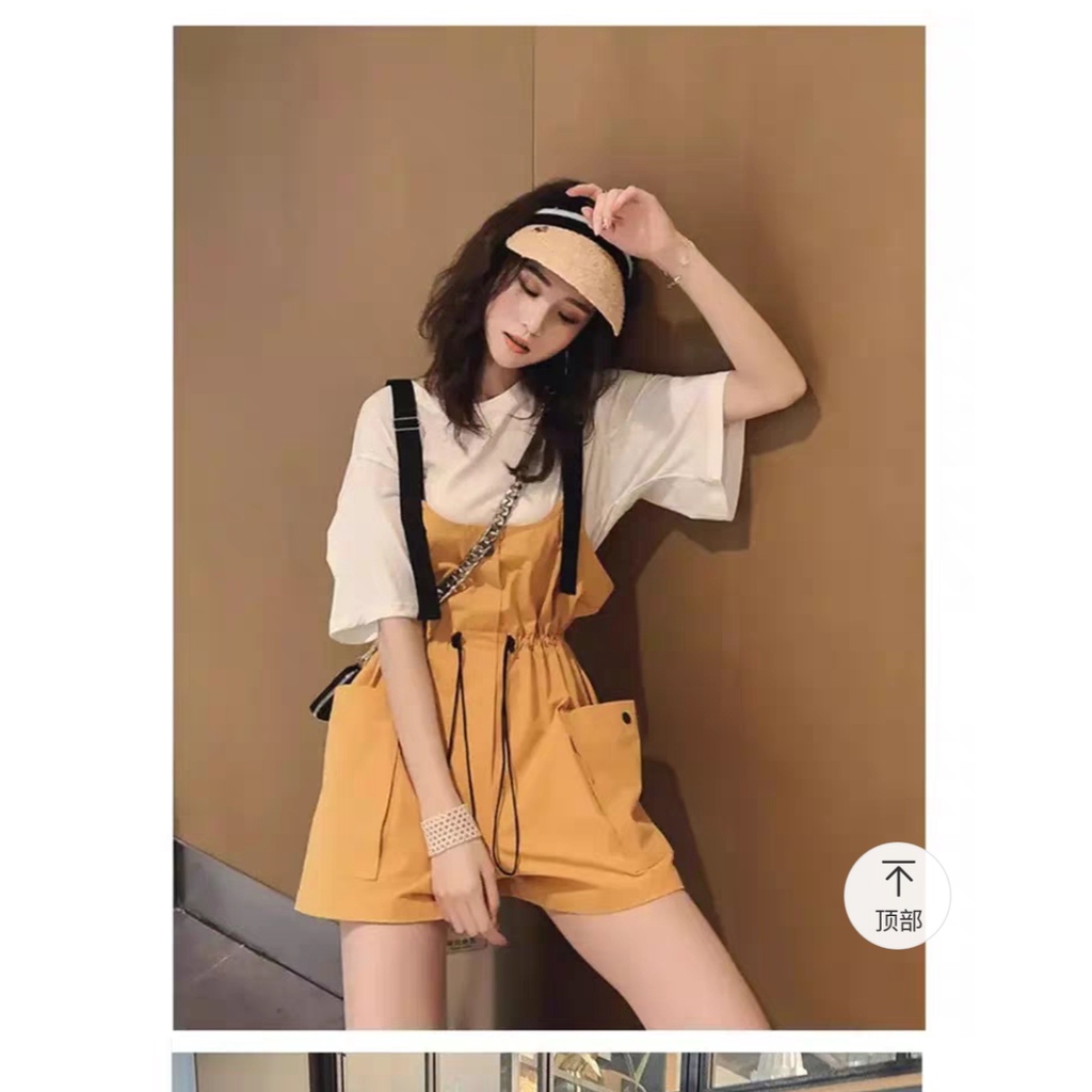 Quần Yếm Nữ Kaki Có Dây Thắt eo