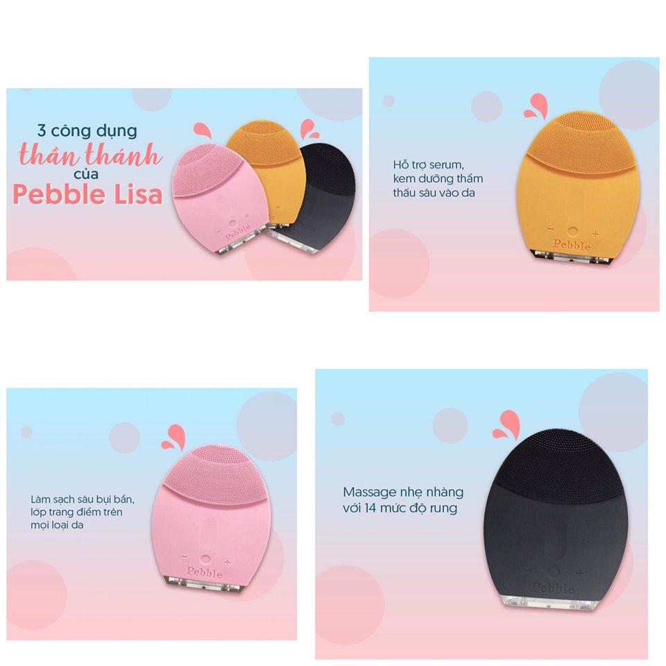 [HCM]Máy rửa mặt Pebble Lisa Gen 5 - Đen black [Bảo Hành 12 tháng]