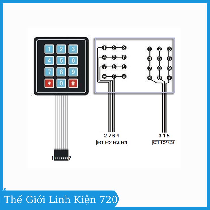 Bàn phím ma trận mềm 3x4 keypad