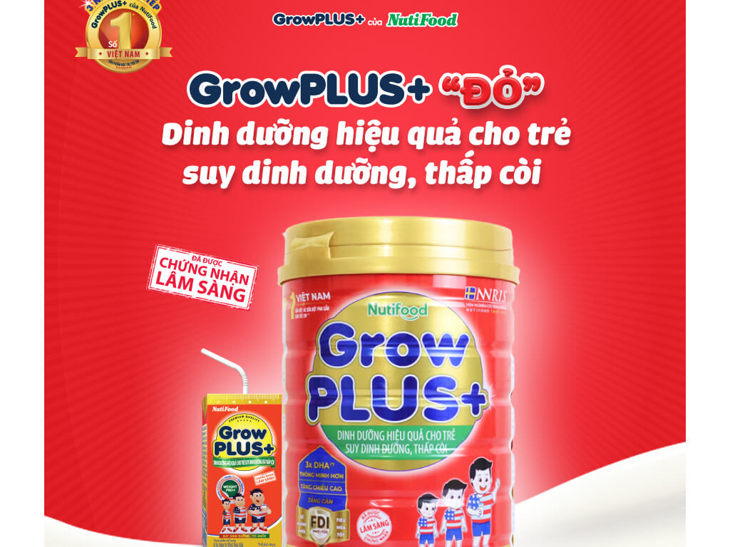 [RẺ VÔ ĐỊCH] Sữa bột NutiFood Grow Plus+ lon 900g