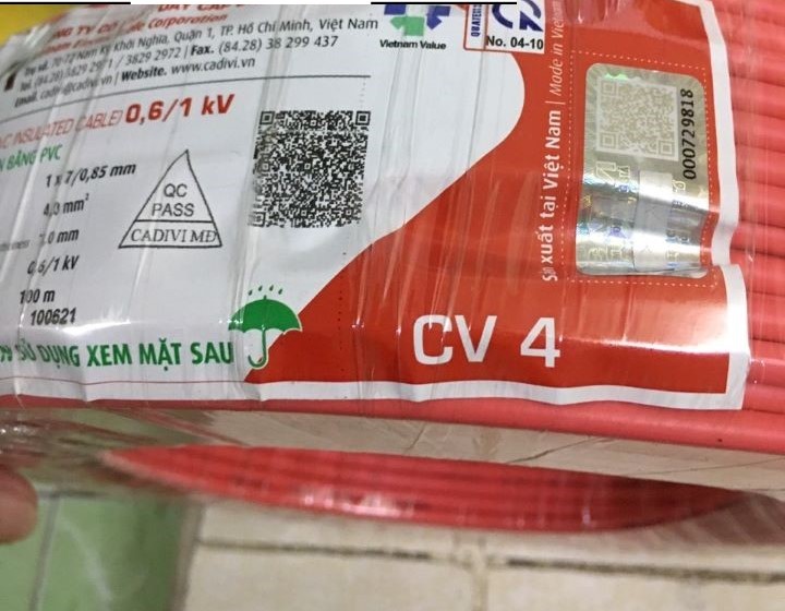 (Lẻ 1 mét) Dây điện Cadivi đơn CV các size 4.0 6.0 8.0 10