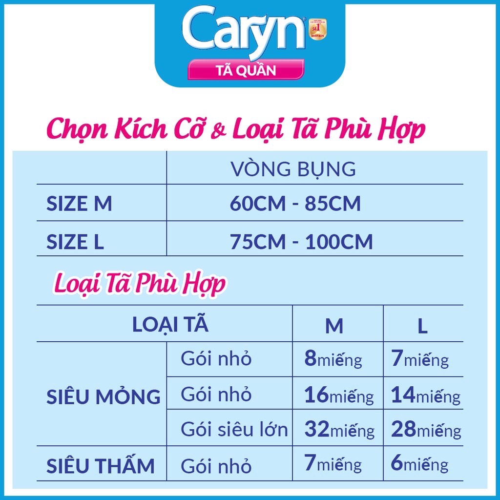 Tã Bỉm Quần Người Lớn Caryn Siêu Thấm Size M7/L6