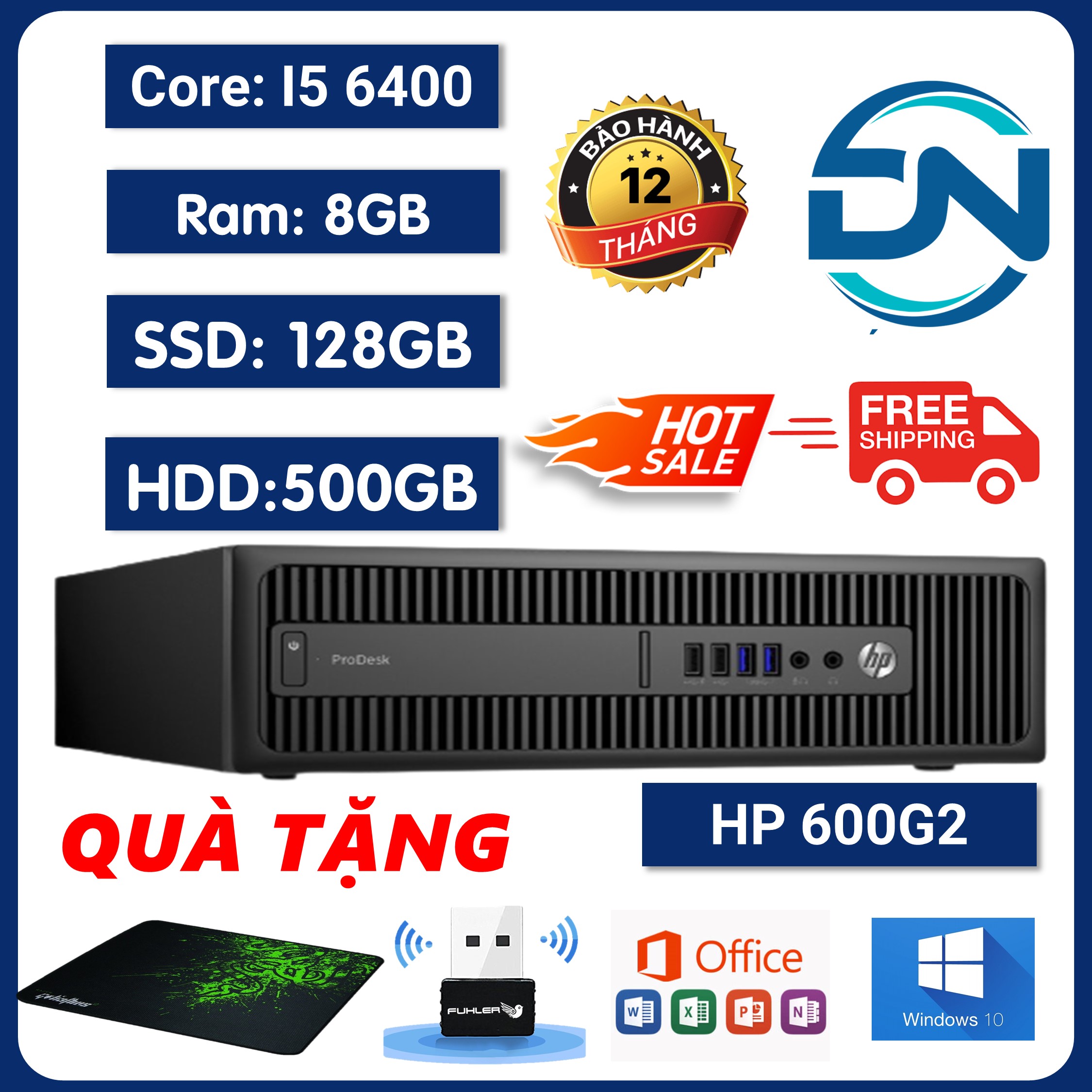 Case Máy Tính Đồng Bộ HP 600G2 (i5 6400 /Ram 8GB /SSD 128GB+HDD 500GB) - Hàng Nhập Khẩu Nhật - Bảo Hành 12 Tháng(TẶNG USB Thu Wifi và Bàn Di Chuột)