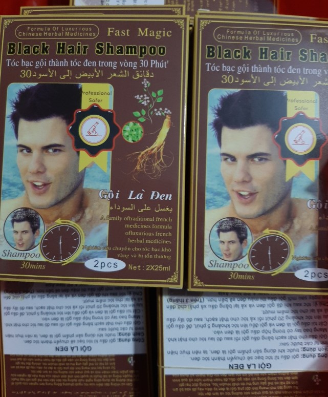 [HCM]DẦU GỘI ĐEN TÓC BLACK HAIR SHAMPOO (lốc 10 hộp*2 gói)