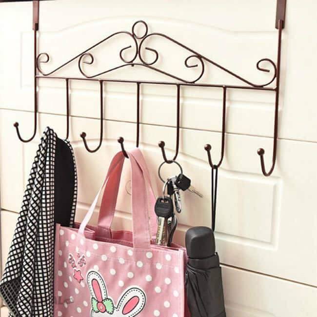 Combo 2 mắc treo quần áo sau cửa, mắc treo quần áo sau cửa 7 móc tiện dụng, móc cửa sau, móc nghệ thuật gài sau cửa