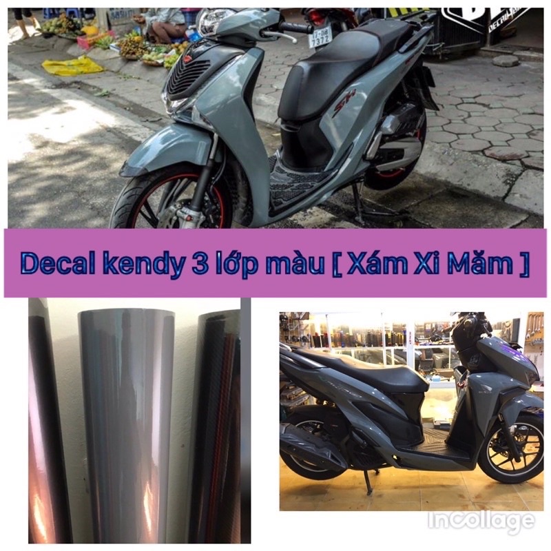 Decal kendy xám xi măng cao cấp dán oto xe máy