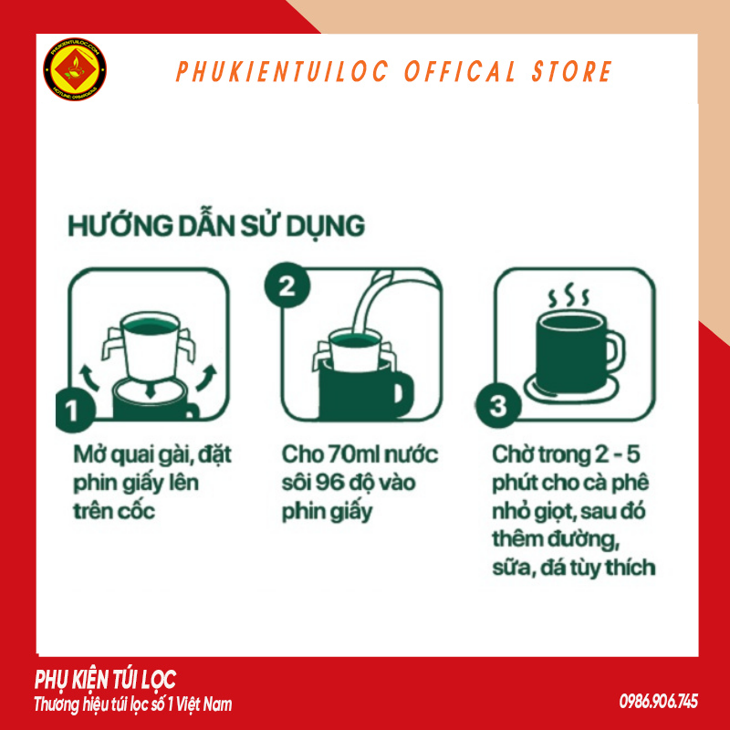 Phin giấy túi lọc pha cà phê đi du lịch - 50 chiếc- Phukientuiloc- PG01