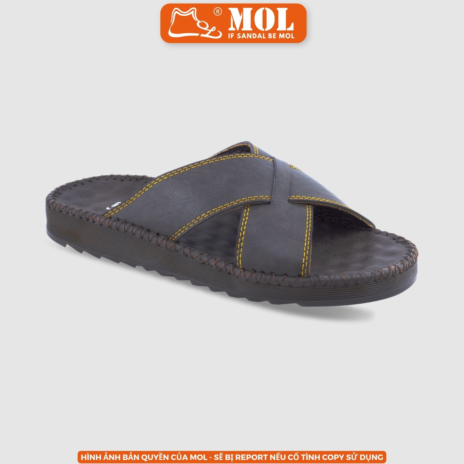 Dép nam quai chéo hiệu MOL da Bò HD4