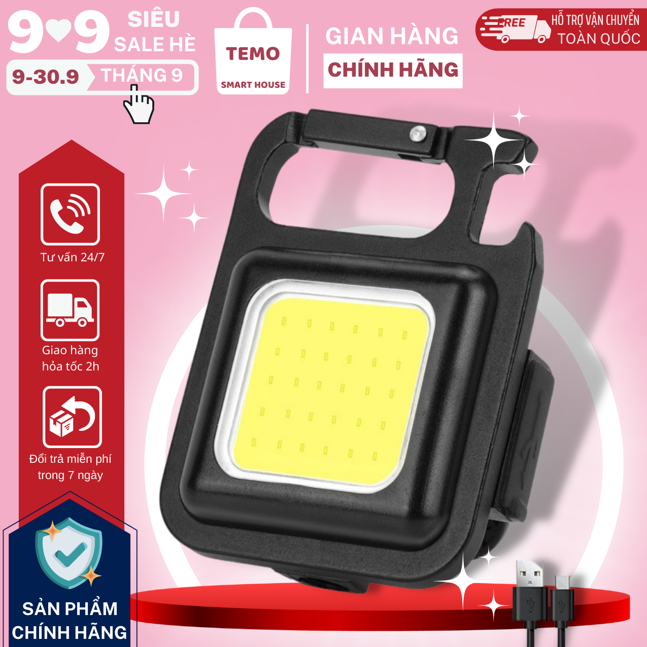 Đèn pin móc khoá siêu sáng, Đèn móc khóa mini đa năng, đèn pin mini siêu sáng, đèn flash mini, đèn làm việc cob, 3 chế độ sáng, tích hợp nhiều tính năng, đèn pin móc khóa, đèn móc khóa, Đèn Cob mini Kiêm Móc Khóa