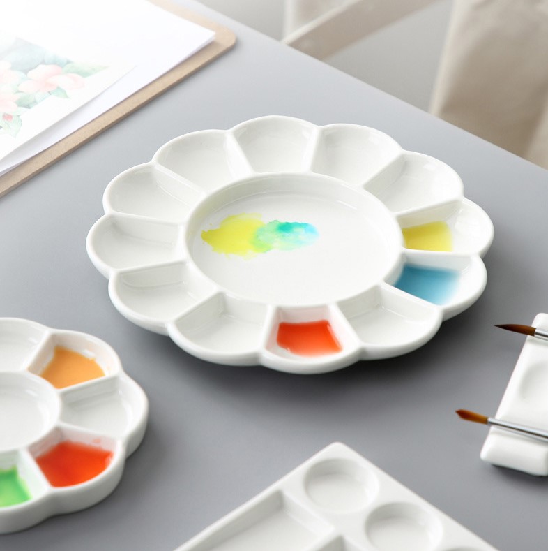 khay pha màu bằng sứ - palette sứ pha màu