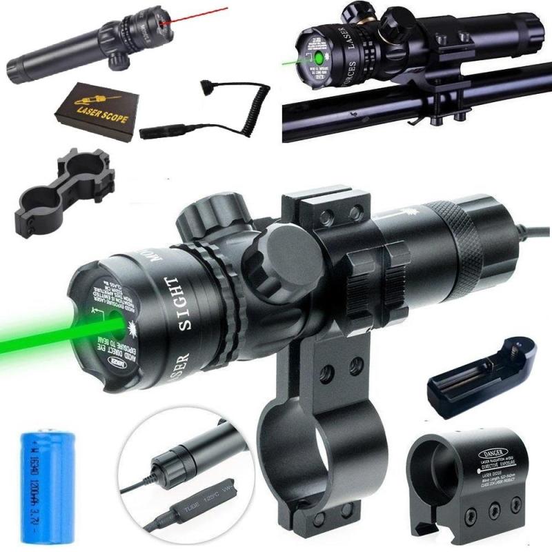 Đèn laser - bút laze - gắn rảnh kẹp nòng - tia xanh - đầy đủ phụ kiện và sạc pin