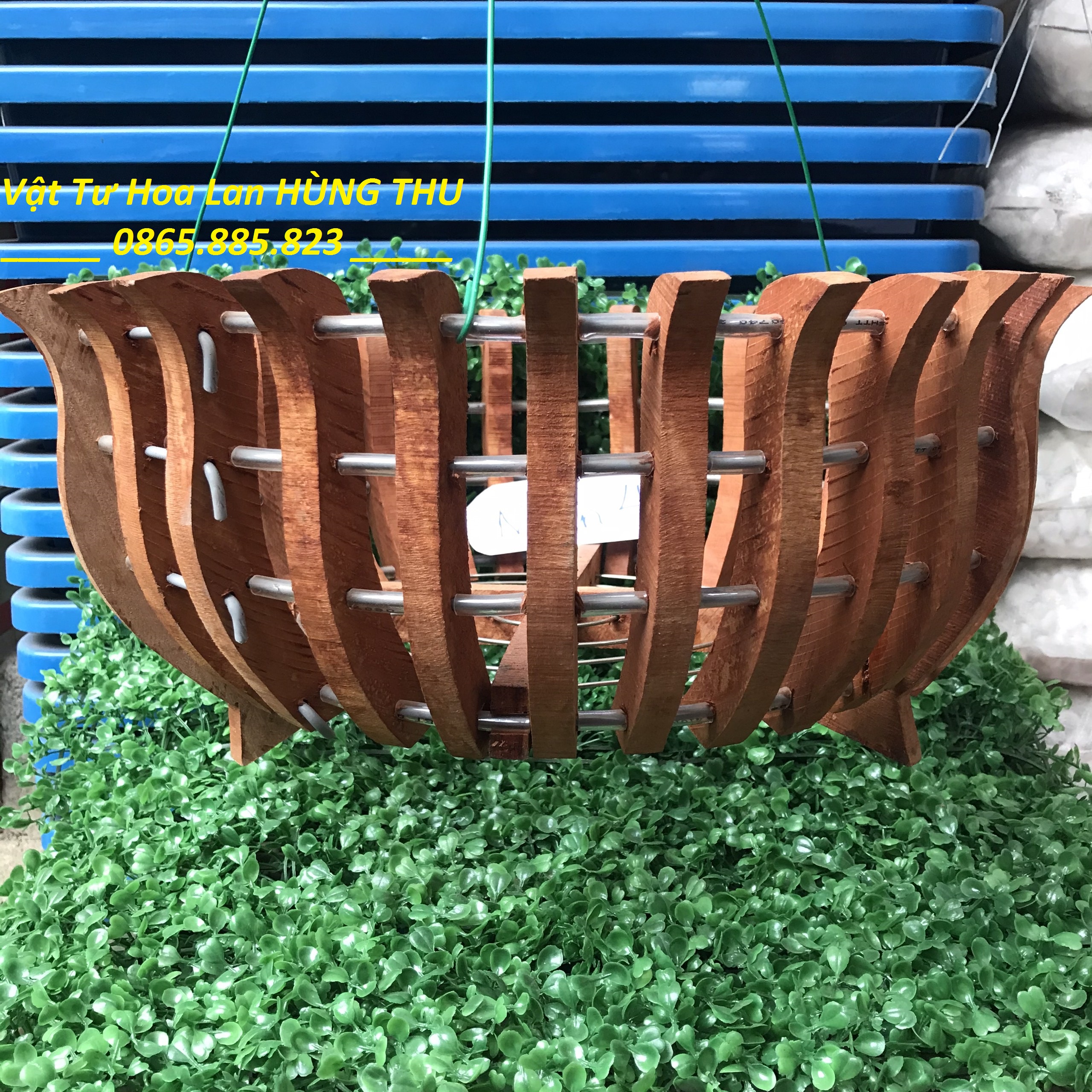 [FreeShip MAX] Chậu gỗ nhãn sen fi 40