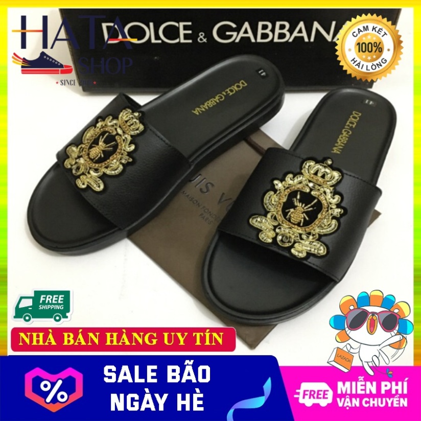 DÉP DA NAM QUAI NGANG CAO CẤP MÀU ĐEN, ĐÍNH MẶT HÌNH HOT NHẤT 2020 HATASHOP giá rẻ