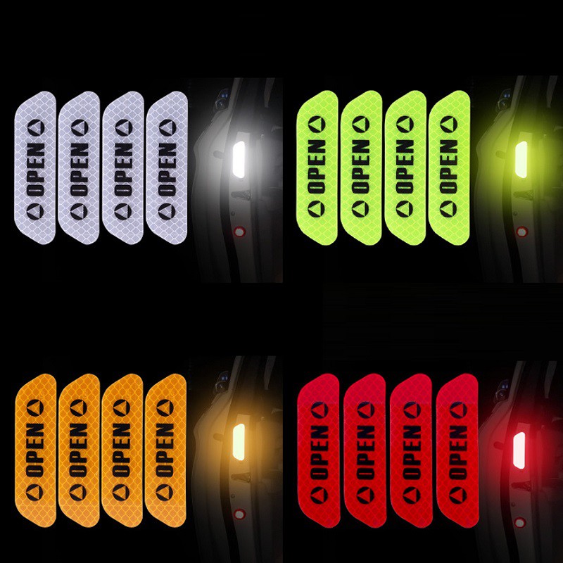 Combo 4 miếng dán decal phản quang OPEN (nhiều màu lựa chọn)