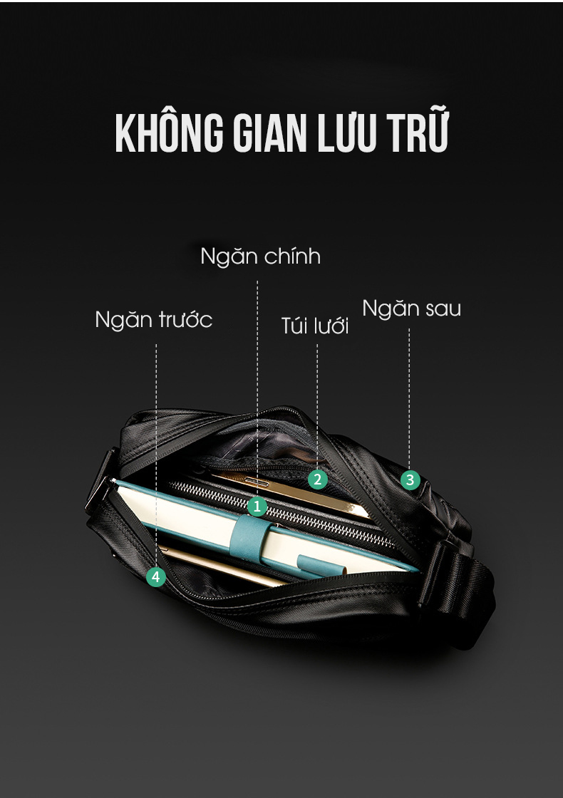 Túi đeo chéo messenger du lịch đa năng - BANGE 7670