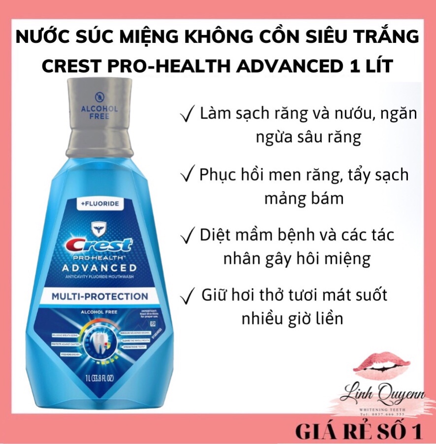 Nước súc miệng không cồn Crest Pro Health Advanced Multi Protection 1 Lít