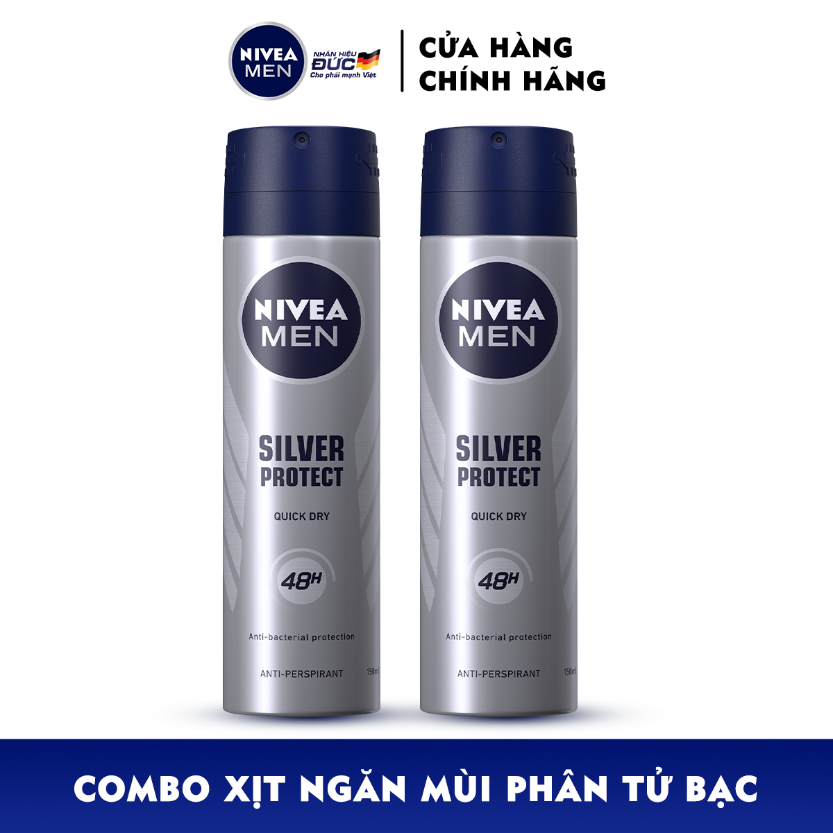Xịt khử mùi toàn thân Nivia Men Silver 150ml