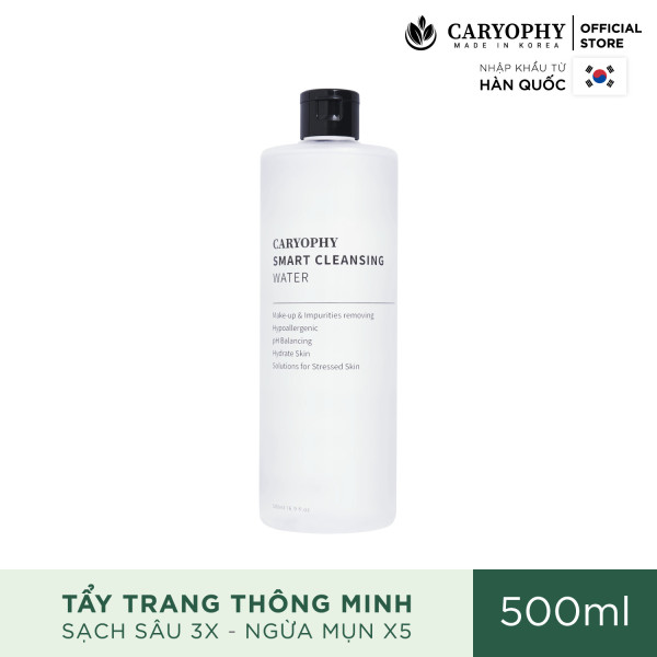 Nước tẩy trang Caryophy Smart Cleansing Water làm sạch lớp makeup, bụi bẩn, dầu nhờn dịu nhẹ 500ML cao cấp