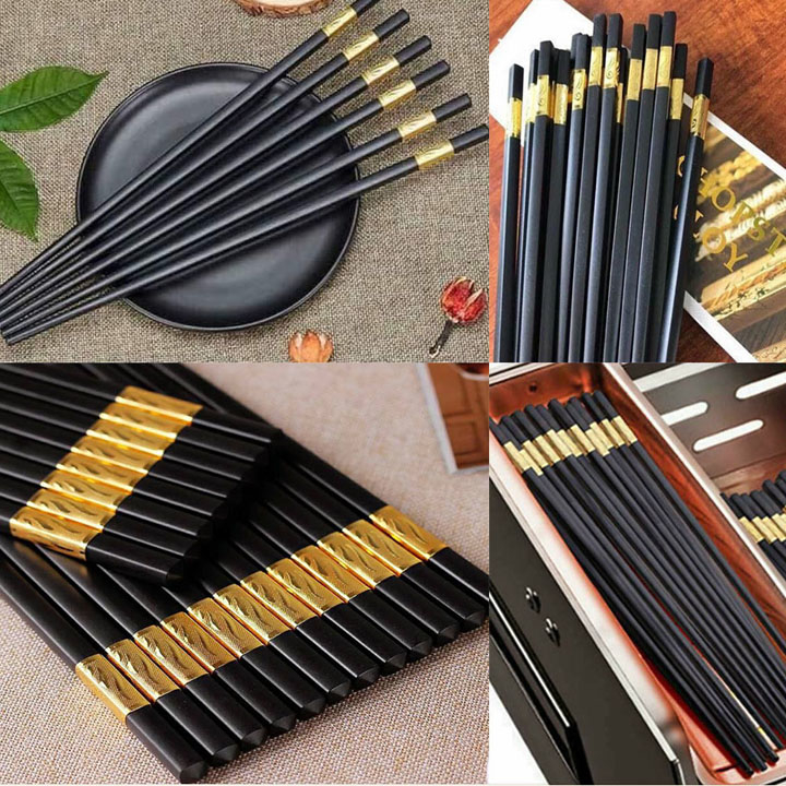 Đũa Ăn Mạ Vàng 10 Đôi HÀN QUỐC