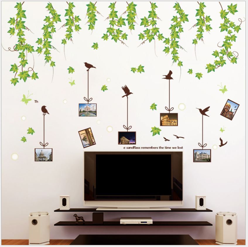 [HCM]Decal giấy dán tường lá cây và khung ảnh WD21