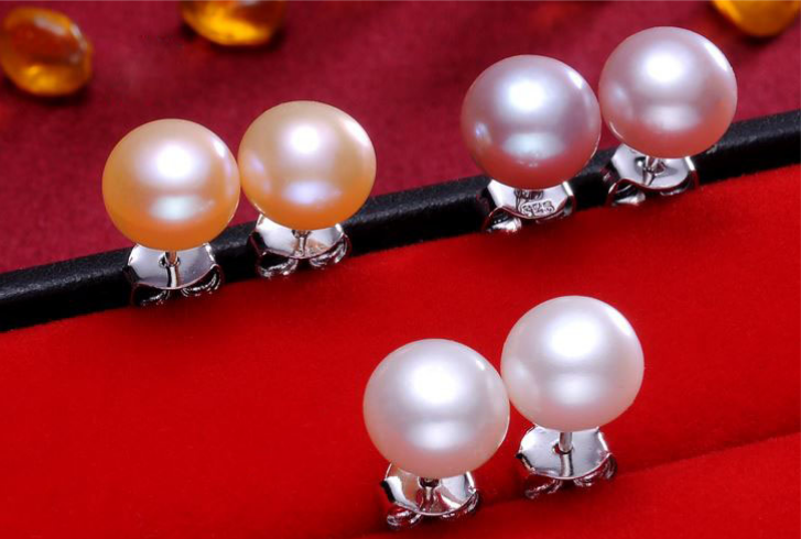 [HCM]Bộ 2 đôi bông ngọc trai nuôi phú quốc đẹp đơn giản sang trọng ngọc thật 100% ( 9 ly hồng +trăng)