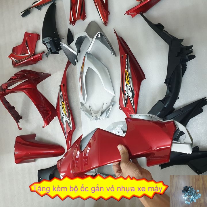 Dàn áo xe wave rsx màu đỏ đun , vỏ nhựa xe máy wave rsx , áo nhựa xe, phụ tùng xe máy giá rẻ