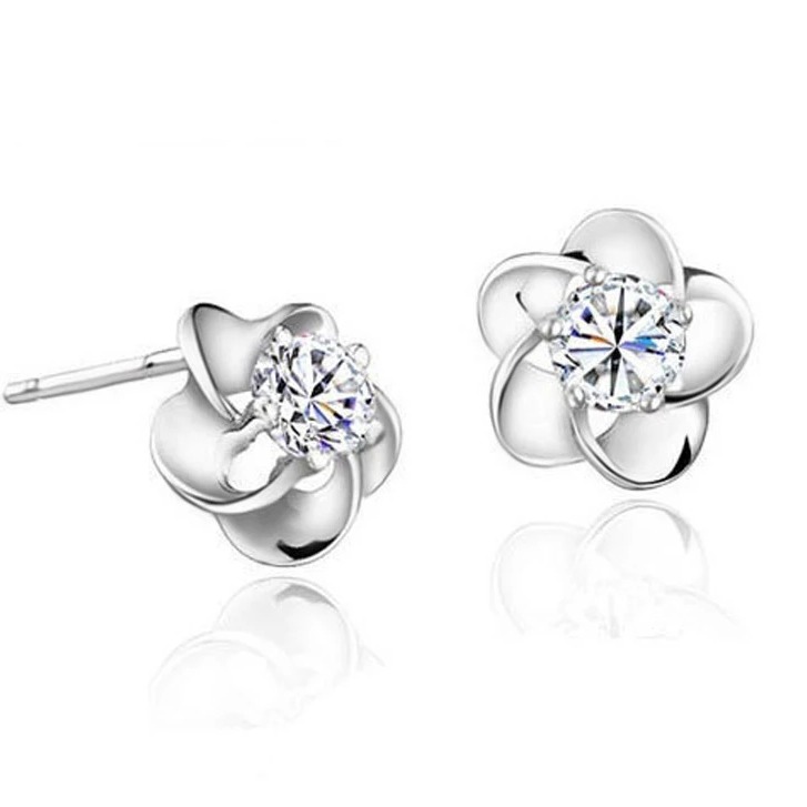Bông tai nữ bông hoa nhỏ đính đá zircon cz lấp lánh nhỏ xinh đơn giản đeo sát tai - moon store acc