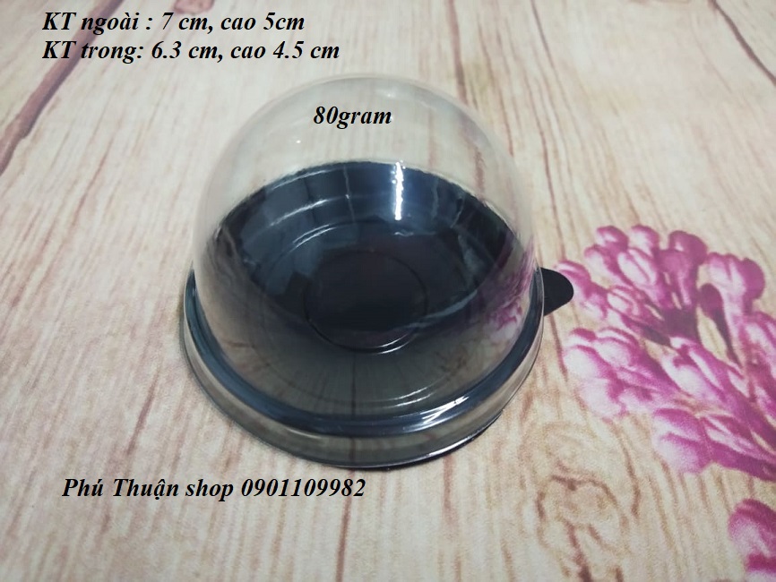 BỘ 100 HỘP TRÒN ĐẾ ĐEN ĐỰNG BÁNH 80 GRAM