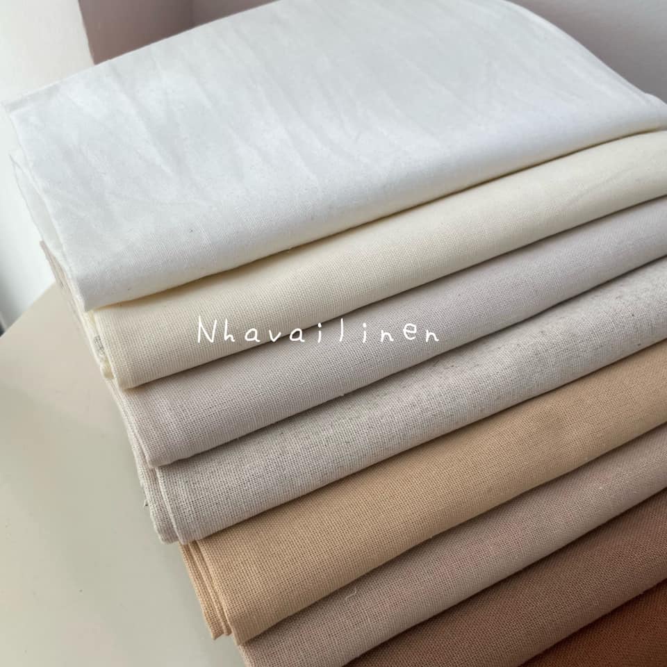 Vải linen bột trơn (Tone Be Nâu) mềm mịn thoáng mát - Nhà Vải Linen