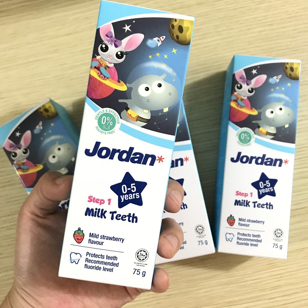 Combo 2 Kem đánh răng JORDAN STEP 1 vị dâu (Cho bé từ 0_5 Tuổi)