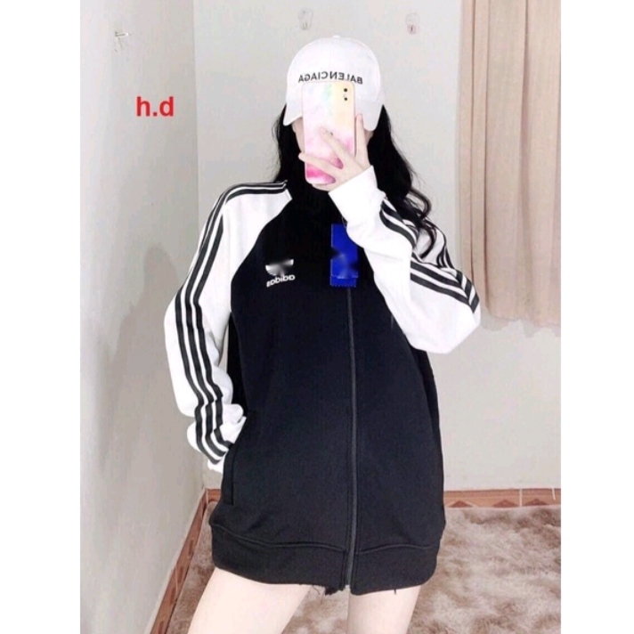 ( mẫu mới , chất đẹp) ÁO KHOÁC DÁNG THỂ THAO  LO GO NGỰC PHỐI TAY BA SỌC NAM NỮ