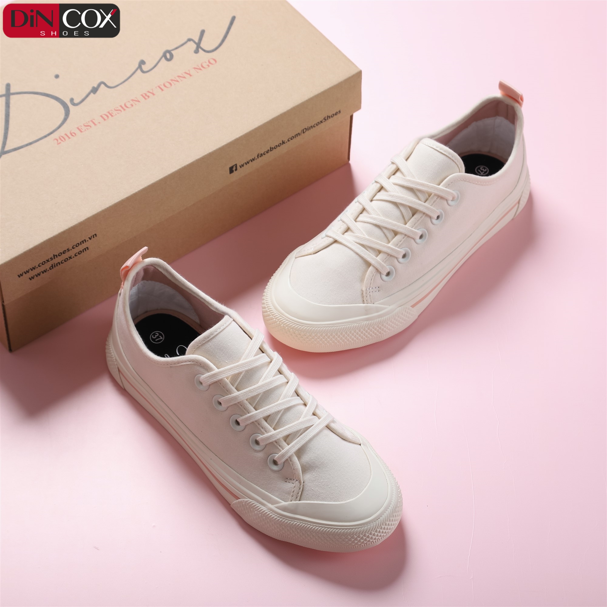 Giày Sneaker Nữ DINCOX Vải Canvas C20 Off White