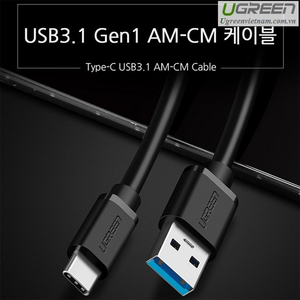 High Quality USB 3.0 to USB Type-C Cable, 1.5m Long, Ugreen 20883