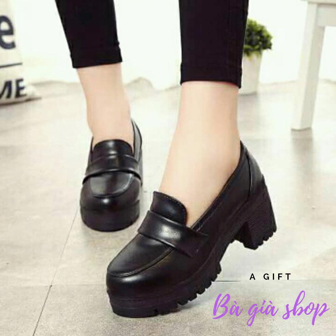 Giày học sinh đế 7cm giày gót vuông