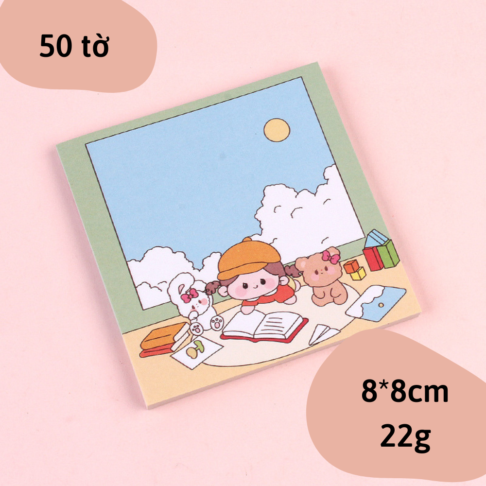 Giấy note hoạt hình thỏ xinh xắn dễ thương 50 tờ GN02